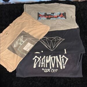 Diamond Supply Co Gray and Black Short Sleeve Tees with Iconic Graphics